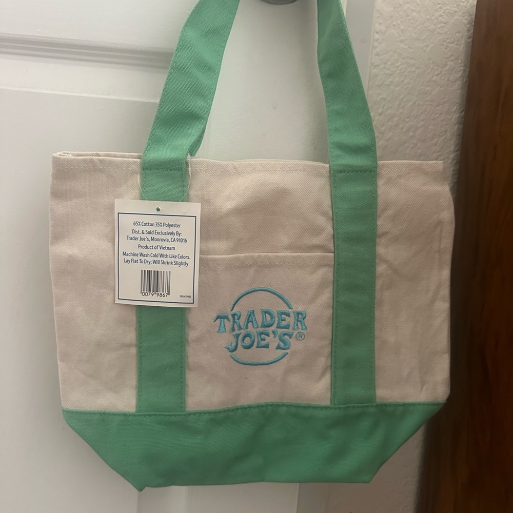 TRADER JOES MINI PASTEL CANVAS TOTE